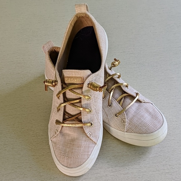 Sperry Shoes - Sperry Crest Vibe Sneakers Gold Sparkle